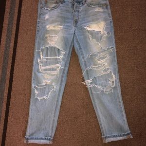 American Eagle hi-rise distressed mom jeans